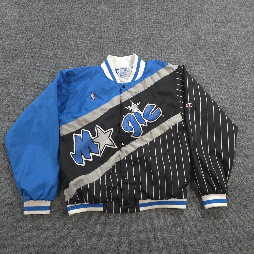 Vintage Orlando Magic Jacket Mens M Black NBA Basketball Champion Snap Front 90s